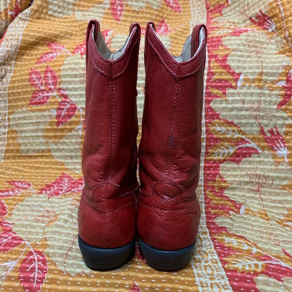 Frye Carson Pull on Red Cowboy Boots toddler Sz 11 - Picture 4 of 8